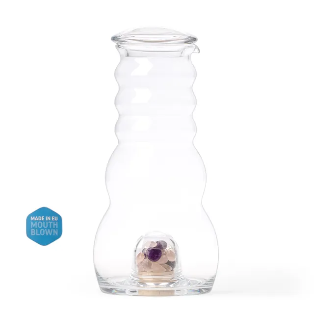 lotus-vita-cadus-glaskaraffe-1-5l-mit-glasdeckel-und-edelsteinen image 1