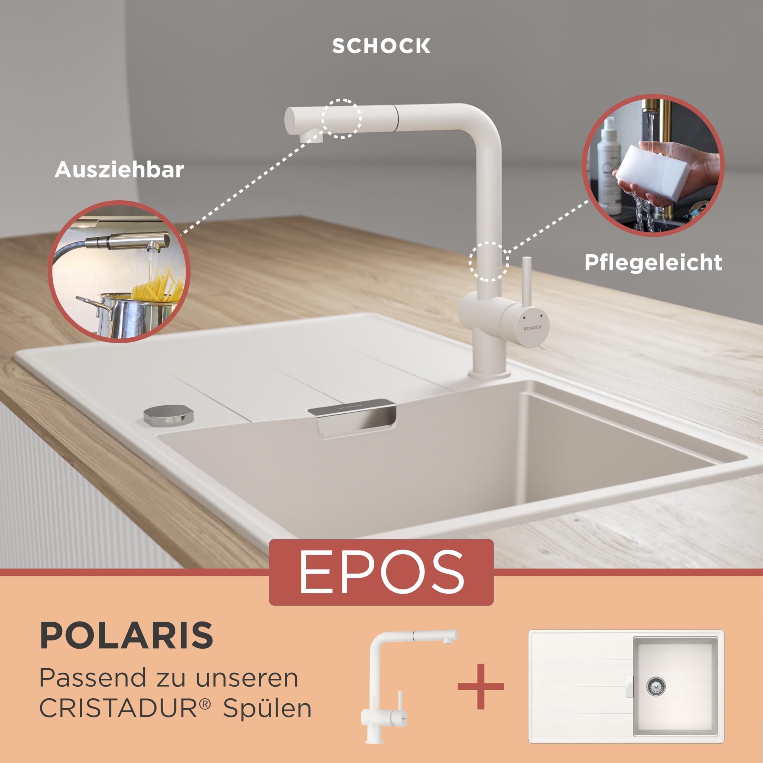 schock-epos-polaris-hochdruck-k-chenarmatur-wei-ausziehbrause image 2