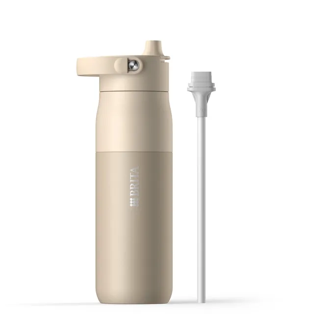 brita-larq-essential-edelstahl-trinkflasche-mit-strohhalm-680ml-beige image 1