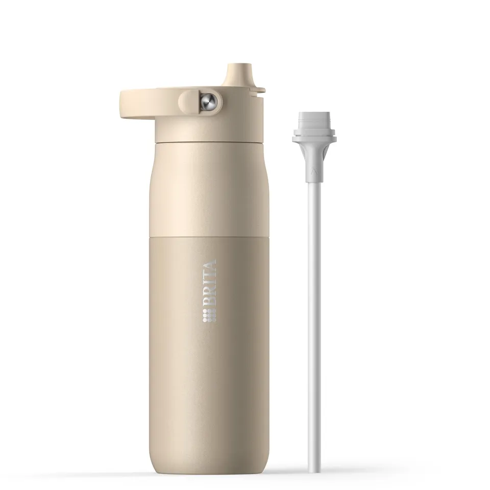 brita-larq-essential-edelstahl-trinkflasche-mit-strohhalm-680ml-beige image 1