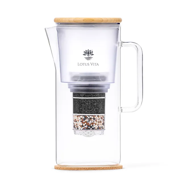 lotus-vita-katara-wasserfilter-kanne-1-4l-glas-bambus image 1