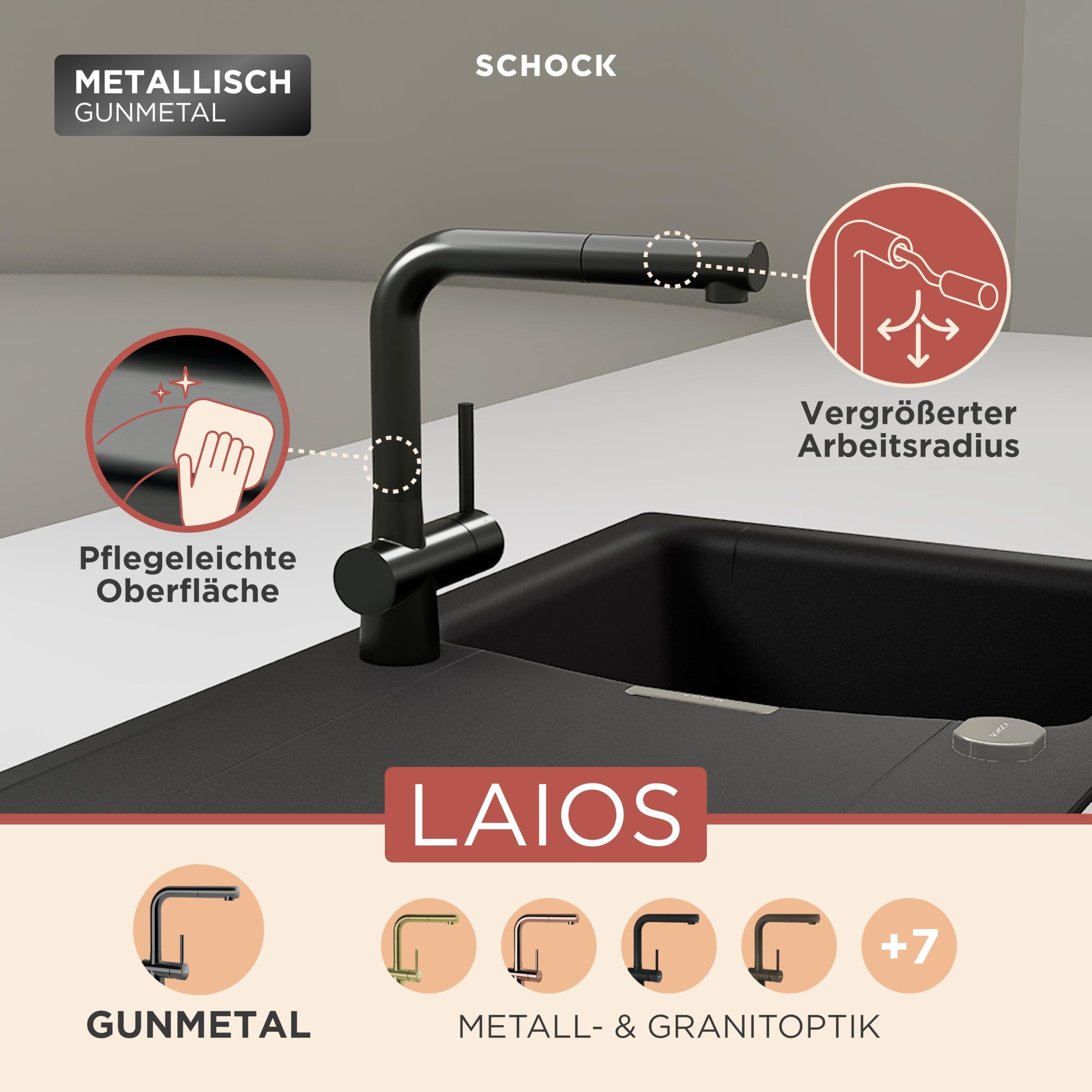 schock-laios-hochdruck-k-chenarmatur-gunmetal-ausziehbrause-285-mm image 3