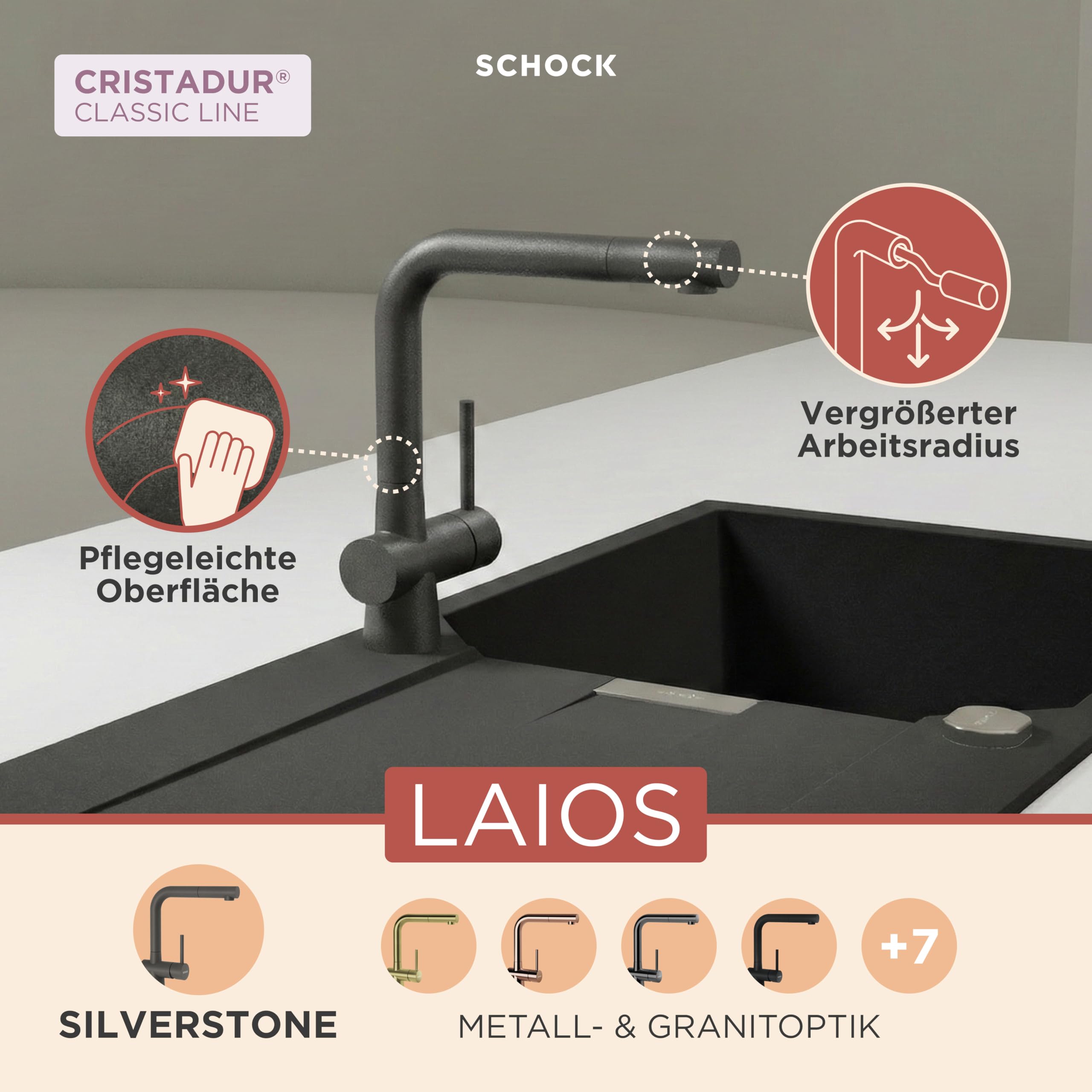 schock-laios-k-chenarmatur-silverstone-grau-hochdruck-mit-ausziehbarer-schlauchb image 3